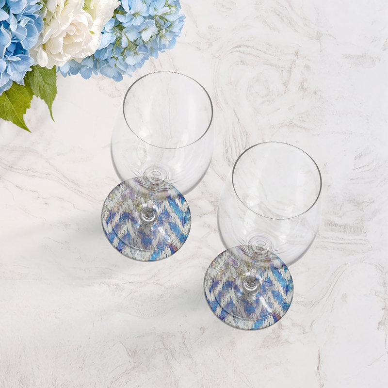 Chevron Coast Vegan Leather Round Coasters, Coast