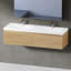 Meuble-lavabo flottant à double cuve, armoire murale en chêne avec tiroirs cannelés et comptoir blanc brillant-1492762041