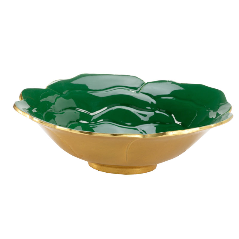Bol décoratif en métal, H 3 po x l 9,5 po x P 9,5 po, Vert