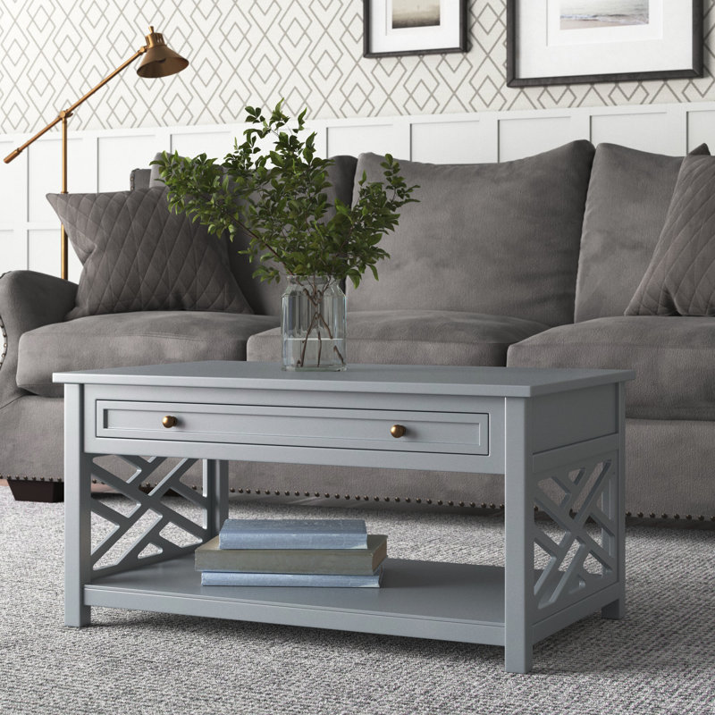 Table basse avec tiroir et tablette Coventry, Gris