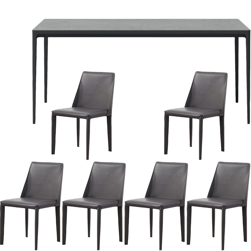 Ensemble de salle à manger rectangulaire en ardoise minimaliste, H 29,50 po x L 70,90 po x l 35,40 po