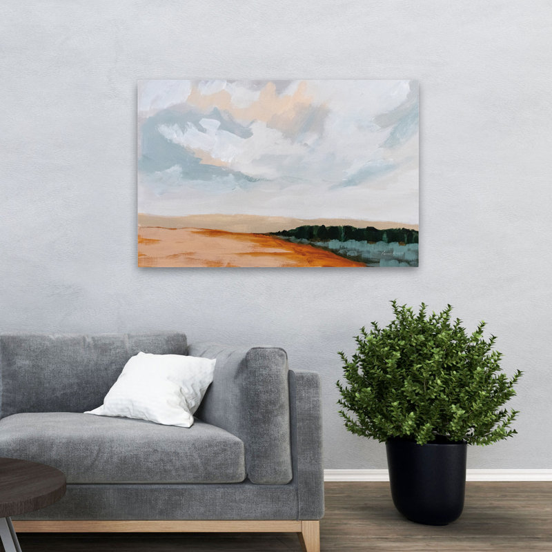 Treeline - bleu, brun, nuages, crème, H 48 po x l 32 po