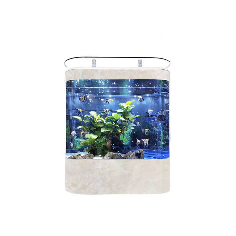 Aquarium courbé moderne, Beige, 190 gallons (H 54,3 po x l 59 po x P 19,6 po)