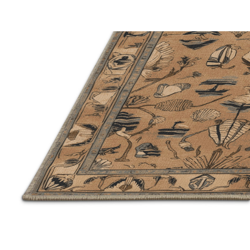 Tapis brun lavable à la machine, Rond 7 pi