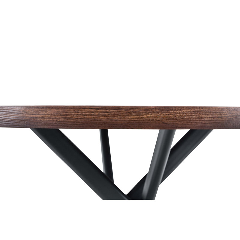 Table de salle à manger ronde et pliable pour petits espaces - Matériau en MDF, Noyer foncé/noir