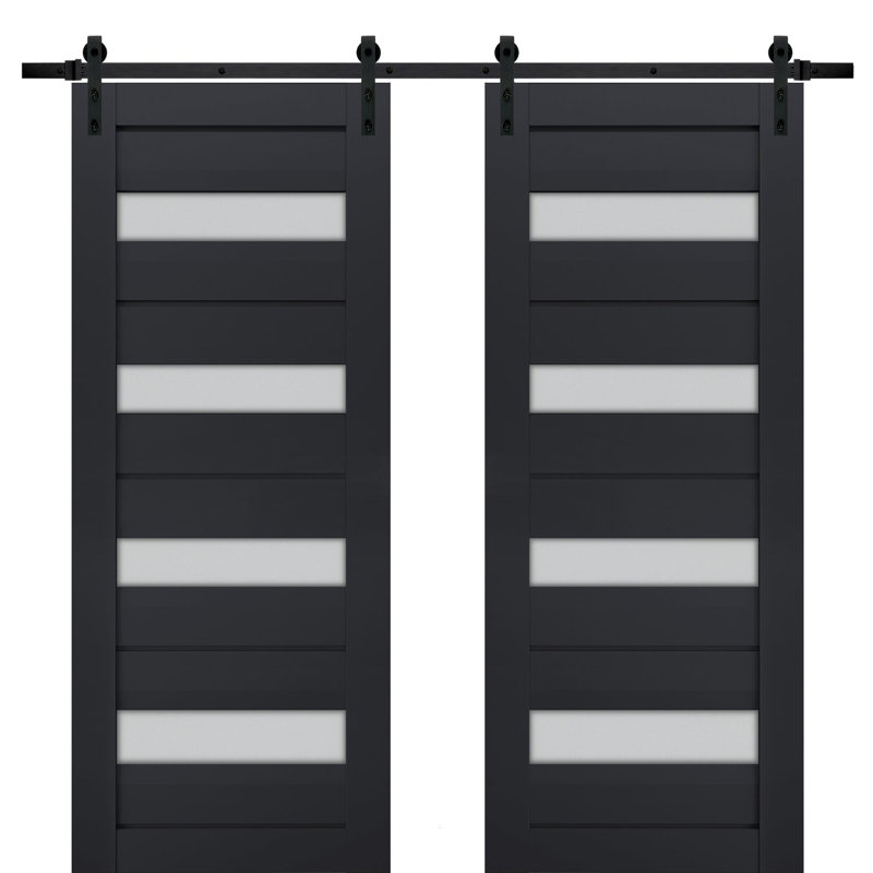 Portes de grange en bois givré Veregio, 56 po x 84 po, Antracite