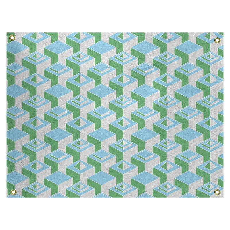 Jordao Polyester Tapestry, 50" H x 59" W, Teal/Green