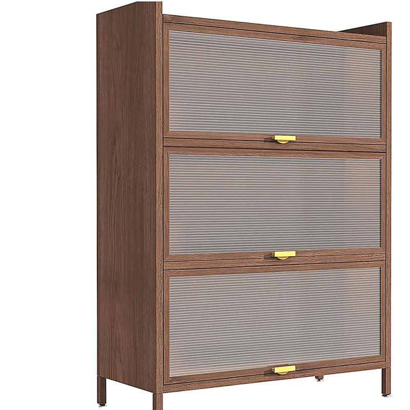 Bibliothèque de 44 po de hauteur avec 3 portes basculantes et bibliothèque, (3 tablettes) H 44,09 po x l 31,5 po x P 13,8 po