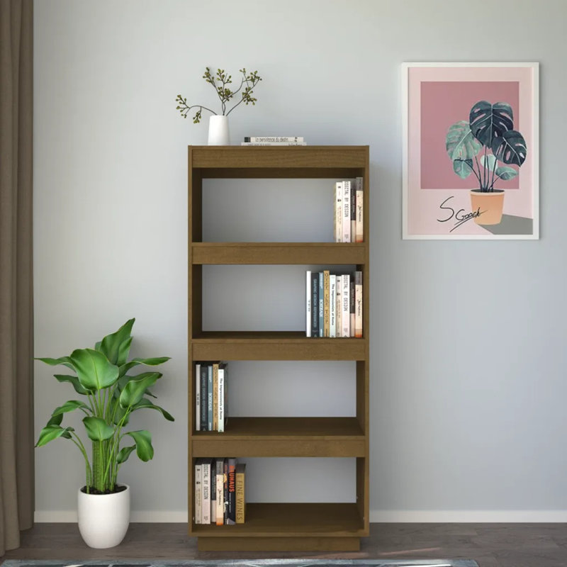 Goshgar 135cm H Solid Wood Etagere Bookcase, Dark Brown, 135cm H x 60cm W x 35cm D