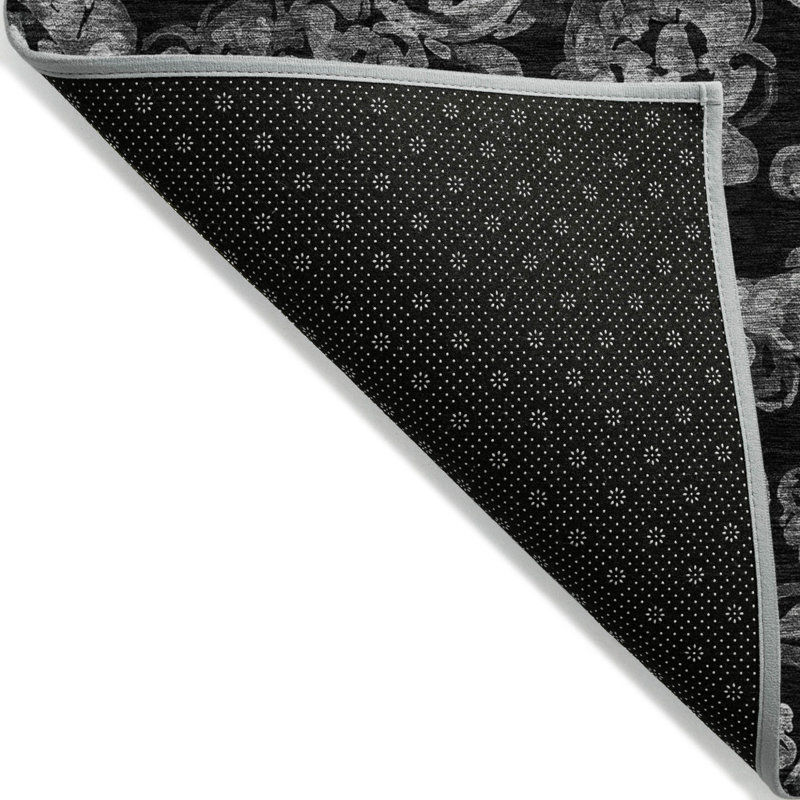 3' X 5' Black Gray And Charcoal Paisley Washable Indoor Outdoor Area Rug
