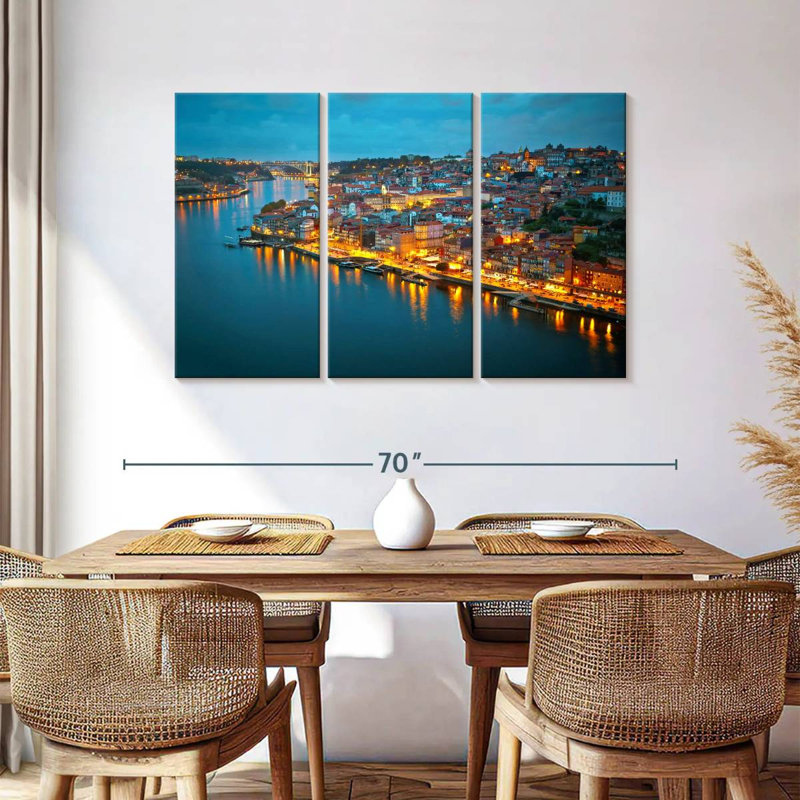 Lumières du port de Porto, H 36 po x l 57 po