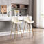 2 tabourets de bar de 30 po, tabouret de comptoir en velours crème, pieds dorés, repose-pieds, rembourrage en mousse, siège simple de deux tabourets avec repose-pieds et haut