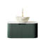 Meuble-lavabo et lavabo Hesse Dina 30 po, armoire de salle de bain en contreplaqué rayé à bords arrondis avec tiroir, vasque en céramique blanc mat et plateau en pierre frittée, pré-assemblé, couleur vert foncé-129752890