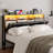 Hidden Storage Headboard California King Size With Charging Station, Ergonomic Upholstered Cal King Headboard Only With Led Lights, 2 Usb Ports & 2 Outlets, Easy Assembly, Black-987455548-987455538