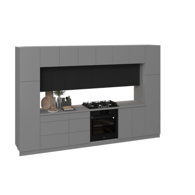 Cuisine complète moderne en panneau de fibres à densité moyenne (MDF) l 143 po x P 24 po x WALLKITCHENS FK-LUXE 