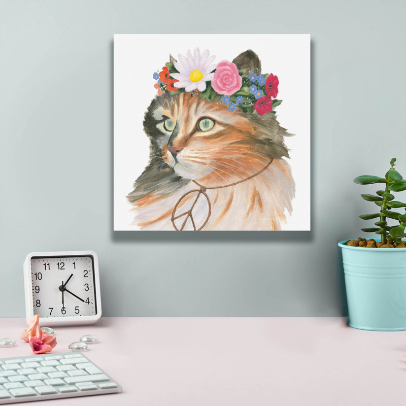 «Cattitude 1» par Myles Sullivan, art mural sur toile, 37 po x 37 po, H 12 po x l 12 po x P 0,75 po