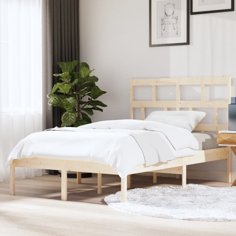 Joe Solid Wood Bed, European Double (140 x 200 cm), natural