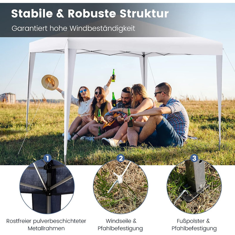 Tarrance 3m x 3m Metal Pop-Up Gazebo, White