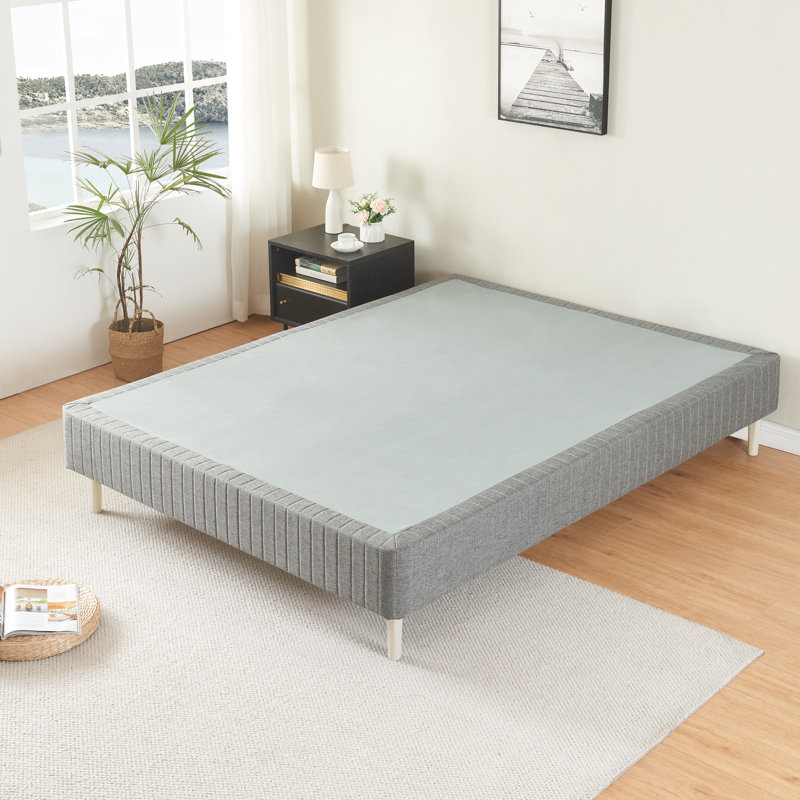 Aurora Wood Platform Bed With Removable Upholstered Cover, No Box Spring Needed, Tool Free Assembly, Noise Free, Full/Double