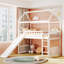 Lit mezzanine simple blanc avec glissade - peu encombrant et ludique. Boulons en alliage de fer. Matériaux. Complète l'apparence de la chambre à coucher. Pour plus de 6 glissades, fonctionnel et ludique. Fabrication en bois massif. Aucun sommier tapissier requis. Max