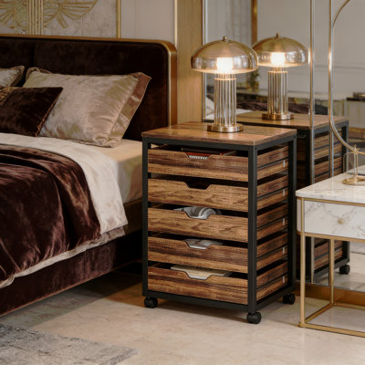 Commode mobile avec rangement, commode à tiroirs de style industriel, support pour imprimante, unité de rangement de bureau