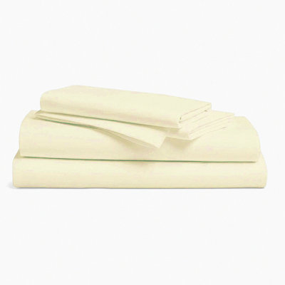 Luxury Percale Cotton Twin XL Sheet Set - Ultra Soft & Breathable 100% GOTS Certified Extra Long Staple, Ivory, Fits Deep Pocket Mattress - 4 Piece Set,