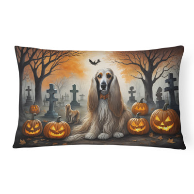 Afghan Hound Spooky Halloween Fabric Decorative Pillow