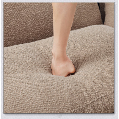Canapé modulaire à 2 places en tissu Boucle avec accoudoirs en forme de coquillage et repose-pieds amovible, pieds cylindriques