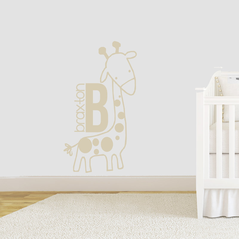 Adhésif décoratif girafe personnalisé, Beige clair, Oui