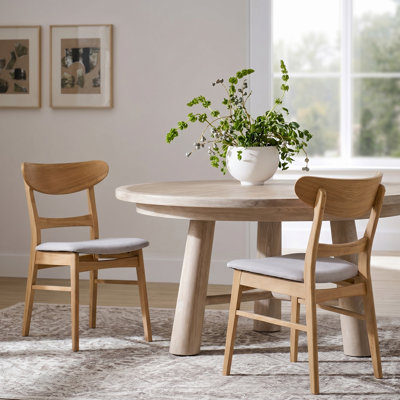 Chaises de salle à manger rembourrées de style Mid-Century moderne avec structure en bois d'hévéa et siège rembourré Cambrielle