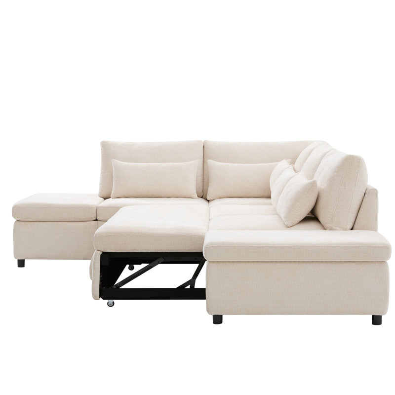 Canapé-lit modulaire flexible en chenille avec rangement pour les salons modernes