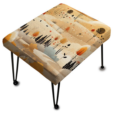 Beige fleurs de prairie Boho à motif II - Repose-pieds rectangulaire floral