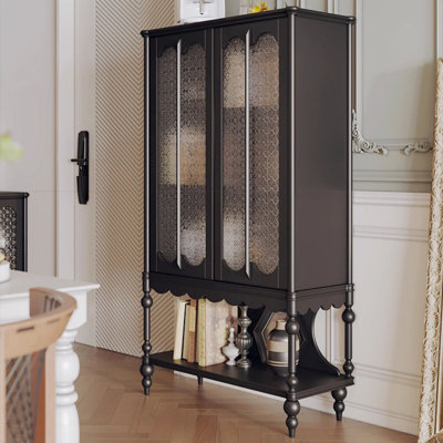 Vitrines en bois massif noir et verre