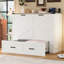 Lit plateforme pleine grandeur pliable avec machines de chargement et boîte de rangement abondante, armoire blanche pour chambre d'amis compacte, grand bac, petit