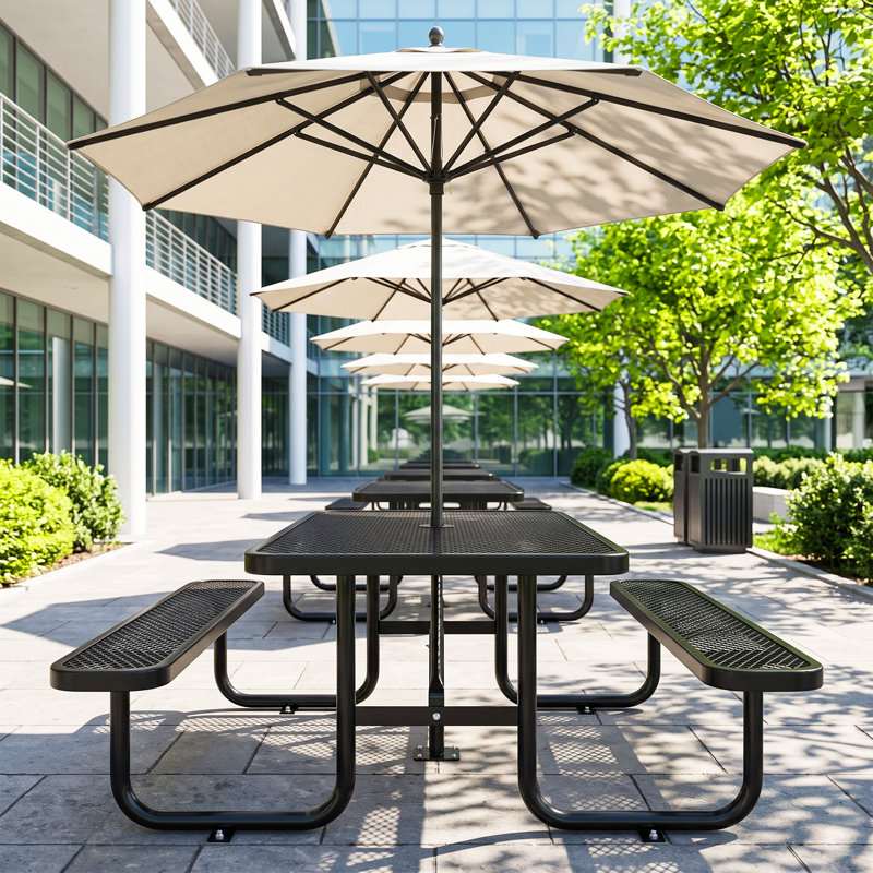 Ensemble de table et de chaises de jardin robustes avec trou pour parasol