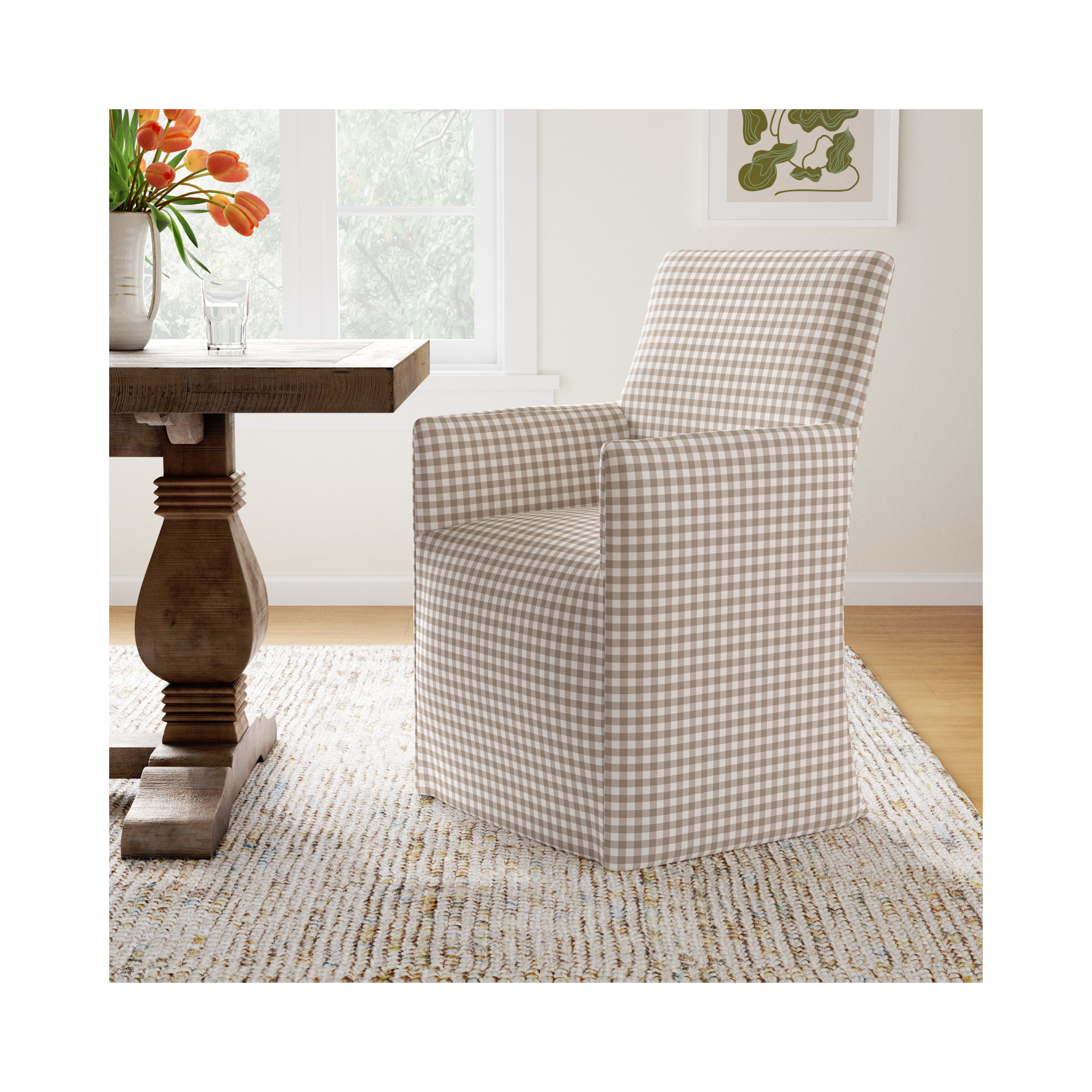 Ivanka Dining Chair, Classic Gingham Tan