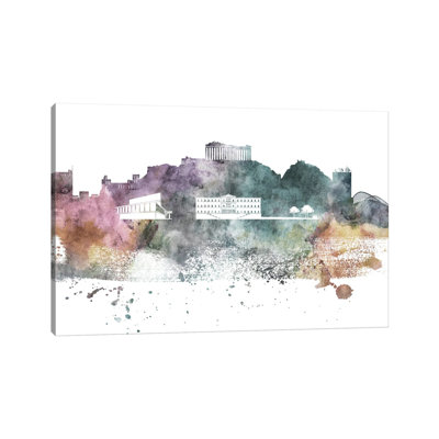 Athens Pastel Skyline by Wall Decor Addict - Wrapped Canvas Painting