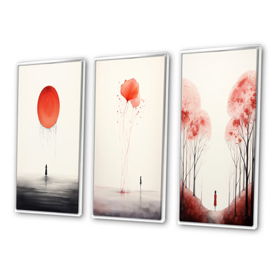 Serenity Forest Wandering Minimal Watercolor - Abstract Landscape Art Set Of 3 Pieces