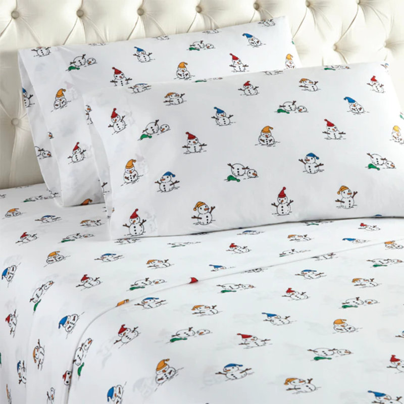 Micro Flannel® Printed Deep-Pocket Sheet Set, Twin Sheet Set with 1 Pillowcase, Traditions Bluebell