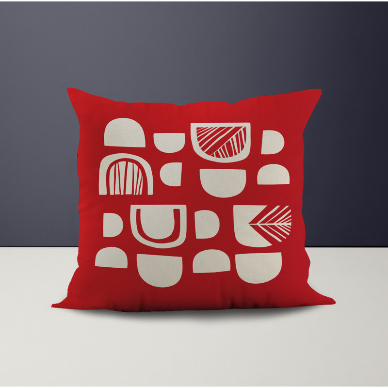 Jeté carré en polyester intérieur / extérieur, L 15 po x H 15 po, Rouge