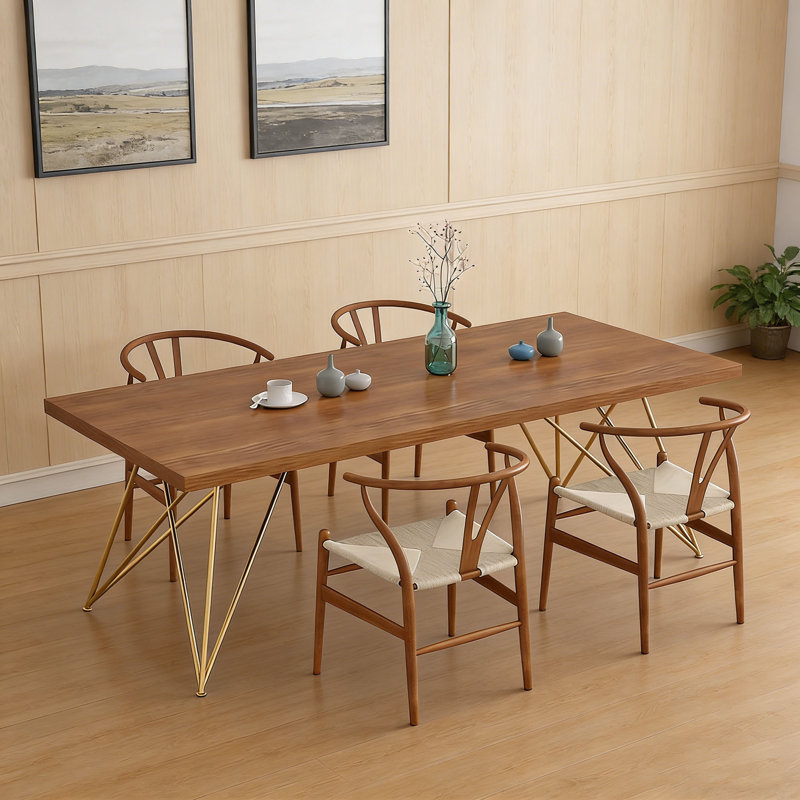 Table de salle à manger en bois de frêne massif, 5 pièces: table, 4 chaises, H 29,5 po x l 78,7 po x P 31,5 po