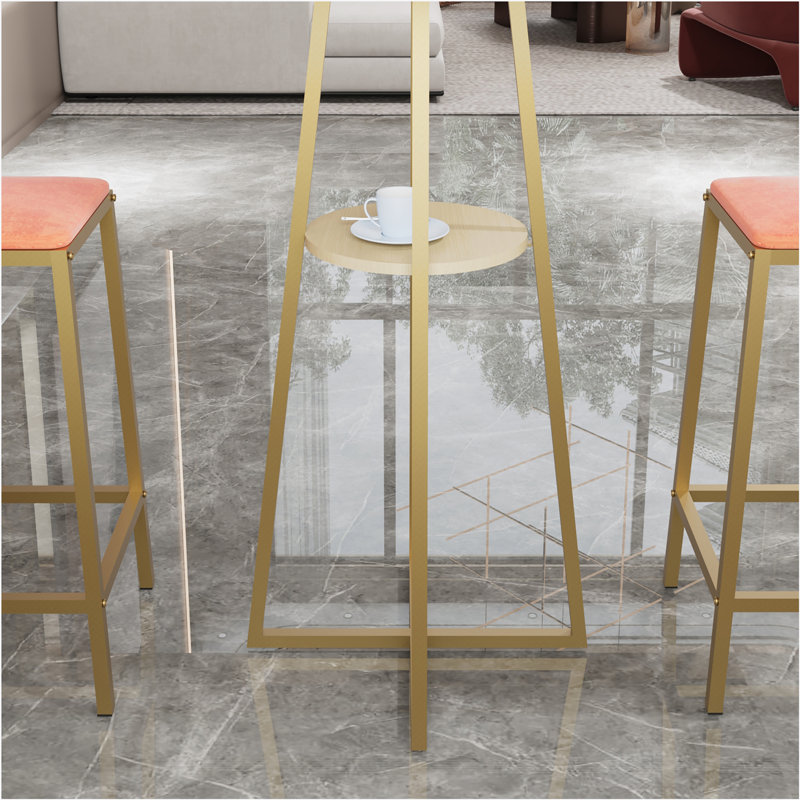  Bar table and chairs three piece set, frame, sponge made seat cushions and backrests, bar table with storage function