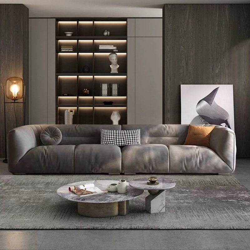 Canapé minimaliste moderne et créatif, H 26,77 po x l 102,36 po x P 35,43 po, Gris