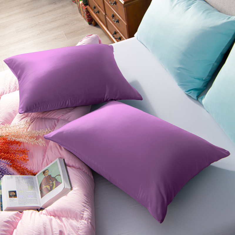  Ensemble de 2 taies d'oreiller en microfibre / polyester pour chambre d'amis, Taie d'oreiller taille très grand, Mauve