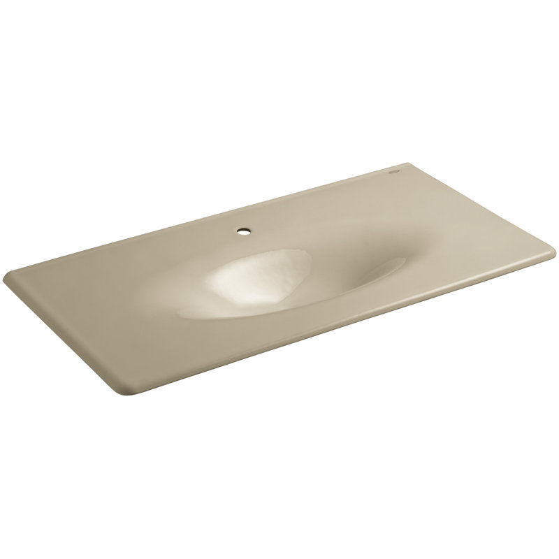 Fer / Impressions 43 "Fonte One-Piece surface et lavabo intégré avec un seul trou pour robinet, Sable mexicain, Single