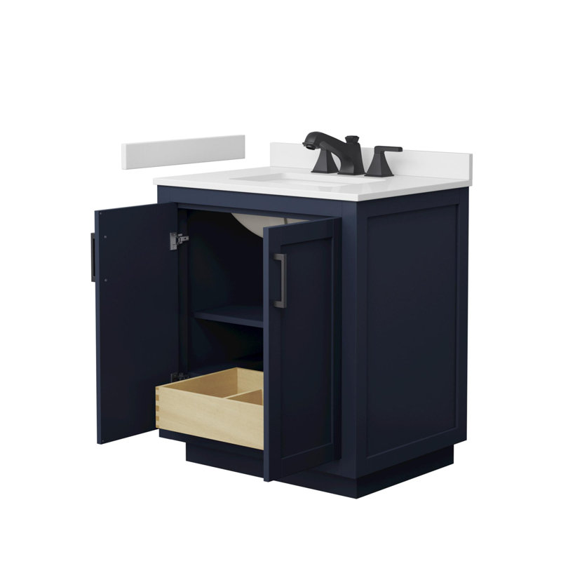 Miranda 30" Freestanding Single Bathroom Vanity with Cultured Marble Top, Matte Black, Blue