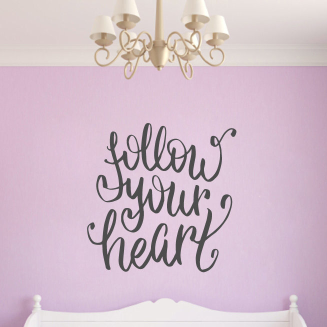 Décalcomanie murale en forme de coeur, Gris foncé