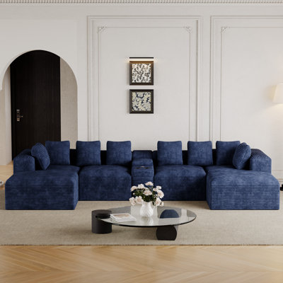 Canapé modulaire de 5 pièces sans assemblage avec chaises, console et porte-gobelet