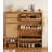 68.11" Brown Rectangular Solid Wood Shoe Storage