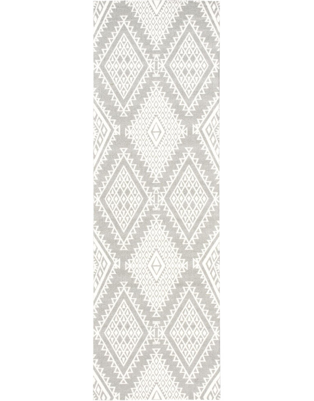 Tapis gris Alieza, Tapis de couloir 2 pi 6 po x 8 pi